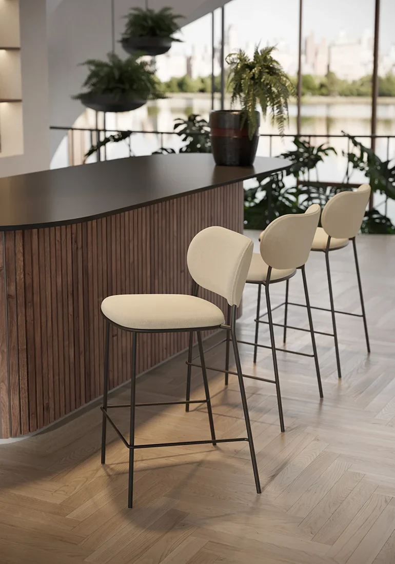 Scaun de bar tapitat cu cadrul metalic pentru restaurant - NUTA LIGHT STOOL 77 [4]