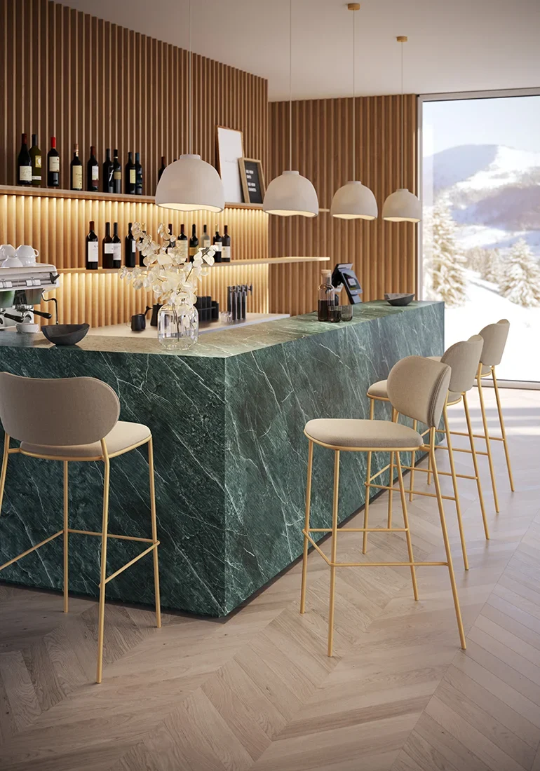 Scaun de bar tapitat cu cadrul metalic pentru restaurant - NUTA LIGHT STOOL 77 [3]