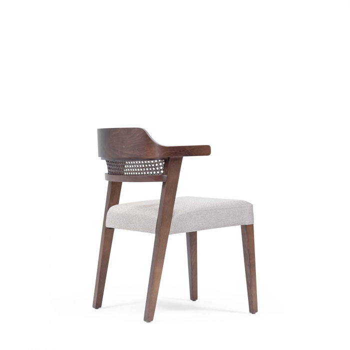 Scaun din lemn cu sezut tapitat si spatar tip plasa / mesh DOVE Wicker [4]