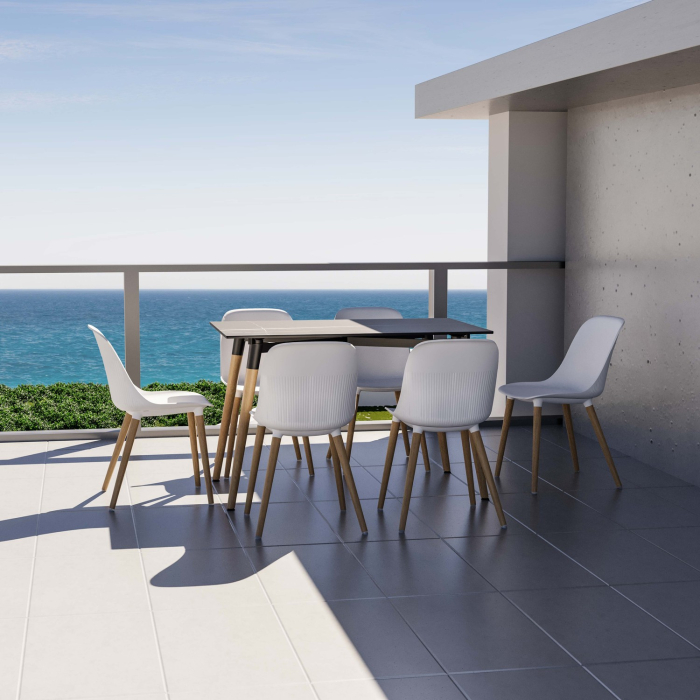 Scaun din plastic si picioare lemn masiv - SHELL-N [6]