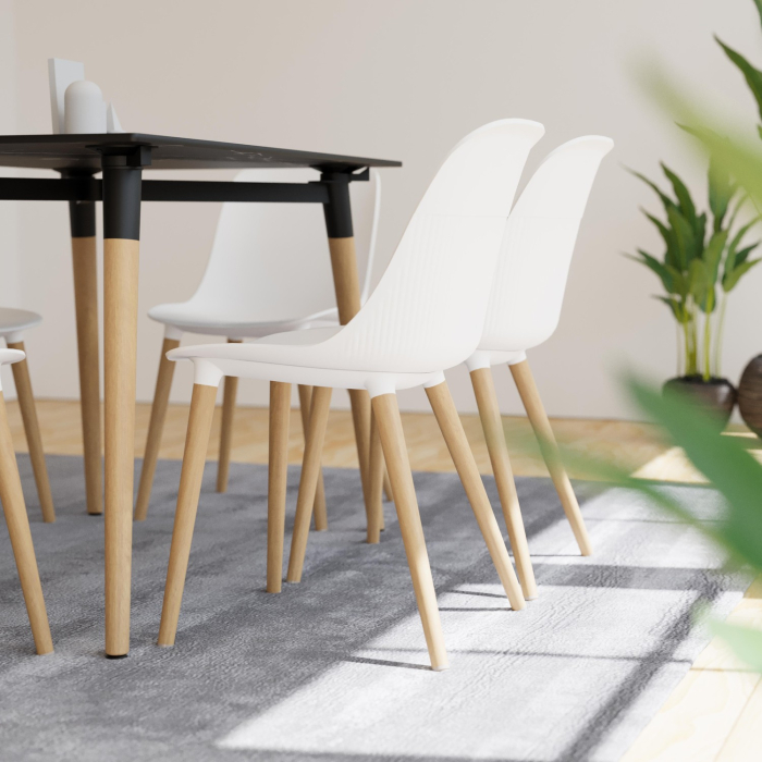 Scaun din plastic si picioare lemn masiv - SHELL-N [3]