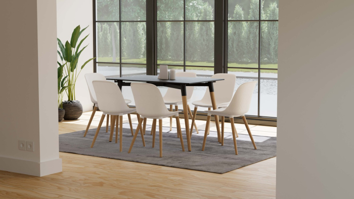 Scaun din plastic si picioare lemn masiv - SHELL-N [4]