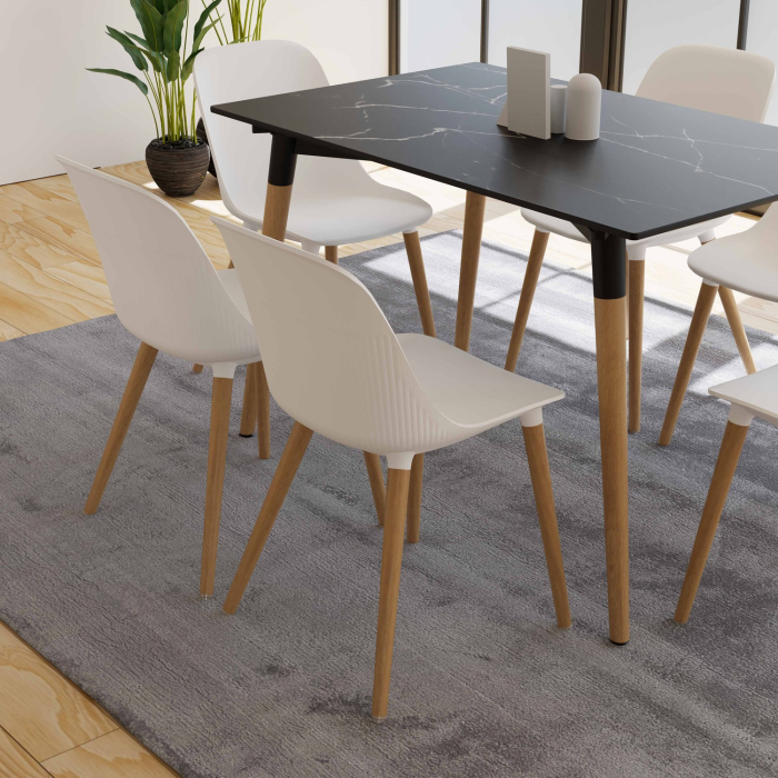 Scaun din plastic si picioare lemn masiv - SHELL-N [5]