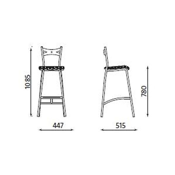 Scaun inalt de bar cadru metalic cromat cu sezut tapitat EVO_1080 [2]