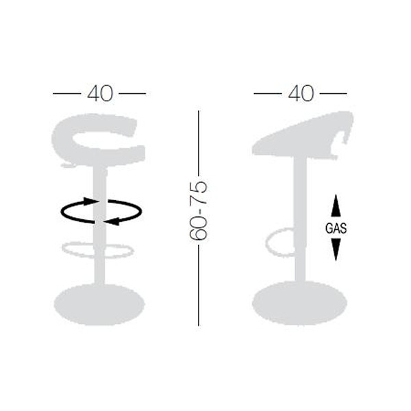 Scaun de bar rotativ si reglabil pe inaltime 60 - 75 cm - SWING A/AV [5]