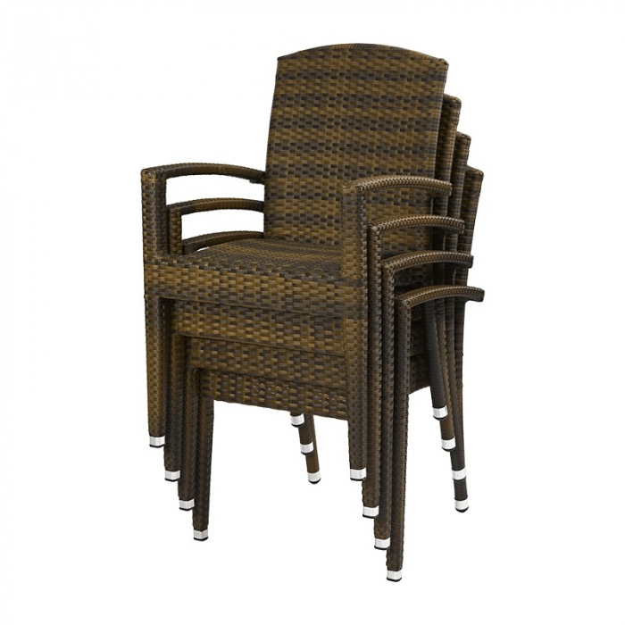 Scaune terasa / outdoor cu brate cadru impletit tehno-rattan TITAN BURNED [6]