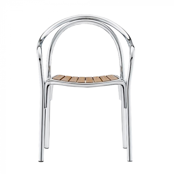 Scaune terasa cadru din aluminiu sezut din lemn outdoor SOUL 3746 [2]