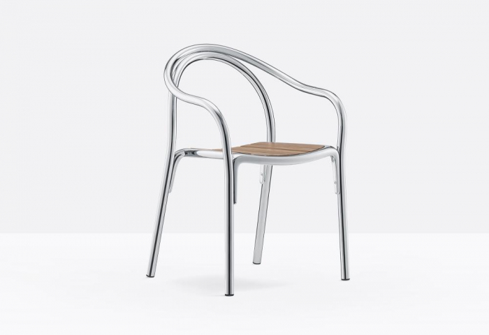 Scaune terasa cadru din aluminiu sezut din lemn outdoor SOUL 3746 [3]
