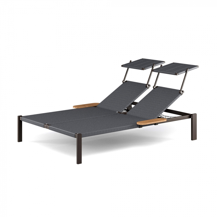 Sezlong dublu pentru piscina, cadru metalic si parasolare SHINE [2]
