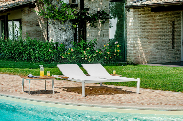Sezlong dublu pentru piscina, cadru metalic si parasolare SHINE [9]