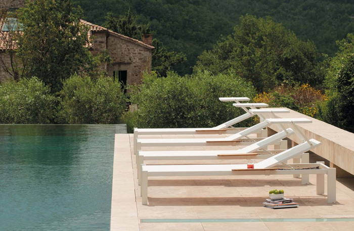 Sezlong dublu pentru piscina, cadru metalic si parasolare SHINE [6]