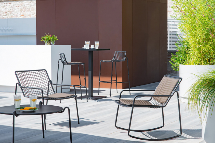 Sezlong pentru piscina din metal si mesh ROUND [14]