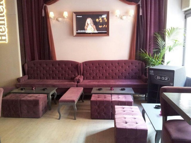 Taburet cu nasturi cubic tapitat cafenea club PAUL [5]
