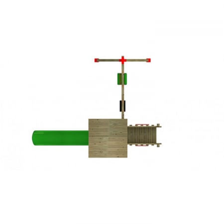 07A Clasic Echipament loc de joaca exterior parc din lemn cu Scara Tobogan si 2 Leagane [2]