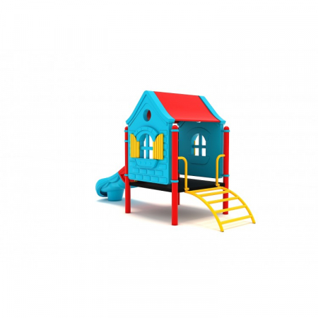 Echipamente joacă METAL - 115M Casă Echipament loc de joaca exterior parc din metal cu Cataratoare si Tobogan