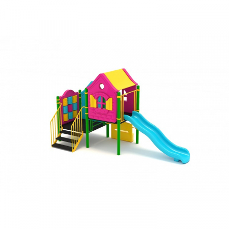 Echipamente joacă METAL - 123M Casă Echipament loc de joaca exterior parc din metal cu Scară Tobogan Activitati și Băncuță