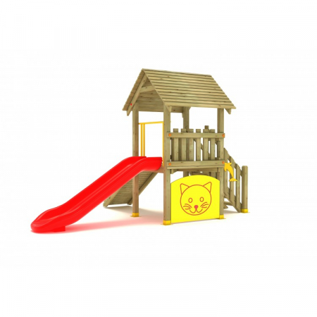 MOBILIER URBAN & LOCURI DE JOACA - 12A Clasic Echipament loc de joaca exterior parc din lemn cu Scara Tobogan si Cataratoare