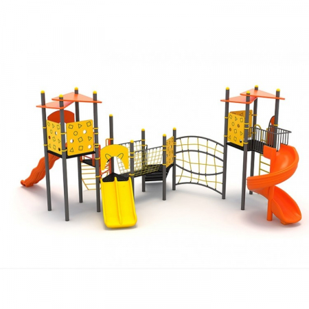 MOBILIER URBAN & LOCURI DE JOACA - 12M Clasic Echipament loc de joaca exterior parc din metal cu 2 Scari 3 Tobogane si 2 Cataratoare