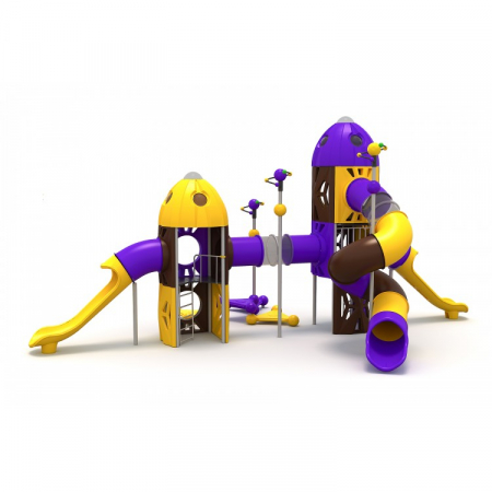 137M Cosmos Ansamblu Echipamente loc de joaca exterior parc din metal cu 3 Tobogane Tunel și 3 Cățărătoare [1]