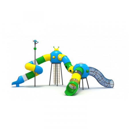 146M Cosmos Echipament loc de joaca exterior parc din metal cu 2 Tobogane Tunel și 2 Cățărătoare [1]