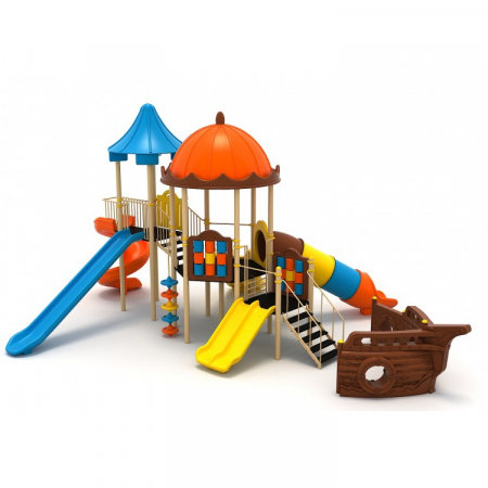 Echipamente joacă METAL - 169M Vapor Echipament loc de joaca exterior parc din metal cu Scara 5 Tobogane Activitati și Cățărătoare