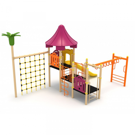MOBILIER URBAN & LOCURI DE JOACA - 18M Clasic Echipament loc de joaca exterior parc din metal cu 4 Cataratoare si Tobogan