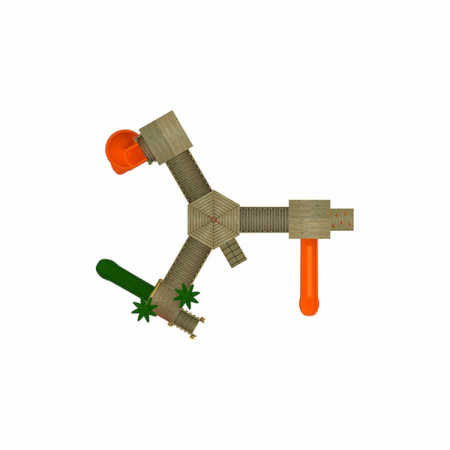 19A Clasic Echipament loc de joaca exterior parc din lemn cu Scara 3 Tobogane si Cataratoare [2]