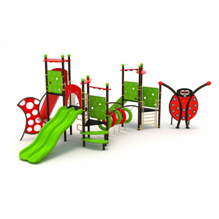 Echipamente joacă METAL - 22INT Interactive Ansamblu echipamente loc de joaca cu Scara 3 Tobogane 4 Cățărătoare și Activități interactive