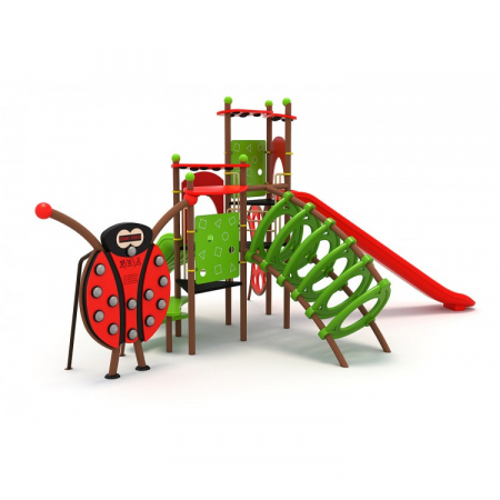 Echipamente joacă METAL - 24INT Interactive Ansamblu echipamente loc de joaca cu Scara 2 Tobogane 2 Cățărătoare și Activități interactive