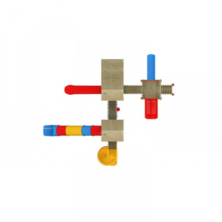 27A Clasic Ansamblu Echipament loc de joaca exterior parc din lemn cu Scara 5 Tobogane 2 Bancute si Cataratoare [2]