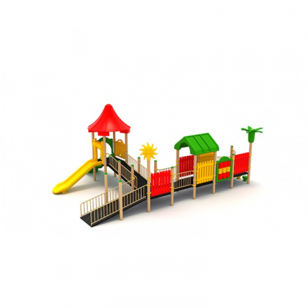 28EG Complex Echipament loc de joaca dizabilitati exterior parc din metal cu 2 Rampe 2 Tobogane Cataratoare și Activități [1]