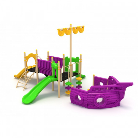 Echipamente joacă METAL - 30M Vapor Ansamblu Echipamente loc de joaca exterior parc din metal cu Scara 3 Tobogane și 3 Cățărătoare