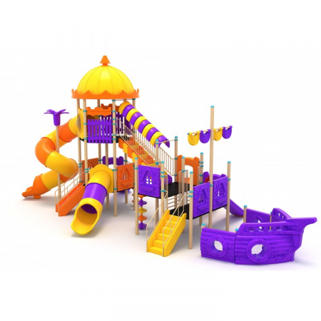 Echipamente joacă METAL - 31M Vapor Ansamblu Echipamente loc de joaca exterior parc din metal cu 2 Scari 5 Tobogane și 2 Cățărătoare