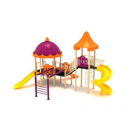 35M Clasic Echipament loc de joaca exterior parc din metal cu 3 Cataratoare si 3 Tobogane [1]