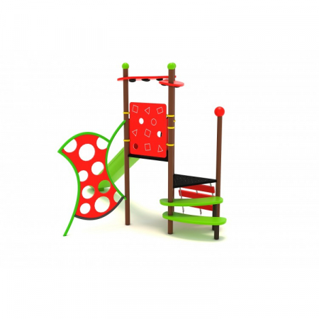 Echipamente joacă METAL - 42M Clasic Echipament loc de joaca exterior parc din metal cu Scara Tobogan si 2 Cataratoare