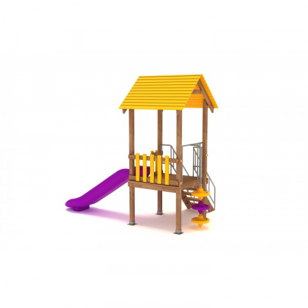 MOBILIER URBAN & LOCURI DE JOACA - 44A Clasic Echipament loc de joaca exterior parc din lemn cu Scara Tobogan si Cataratoare
