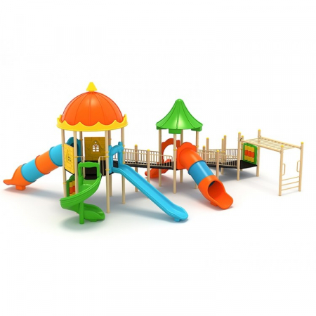 Echipamente joacă DIZABILITĂȚI - 46EG Complex Echipament loc de joaca dizabilitati exterior parc din metal cu Rampă 5 Tobogane Activități și Cățărătoare