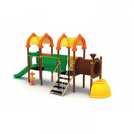 Echipamente joacă METAL - 47M Tren Echipament loc de joaca exterior parc din metal cu Scară Tobogan și Cățărătoare