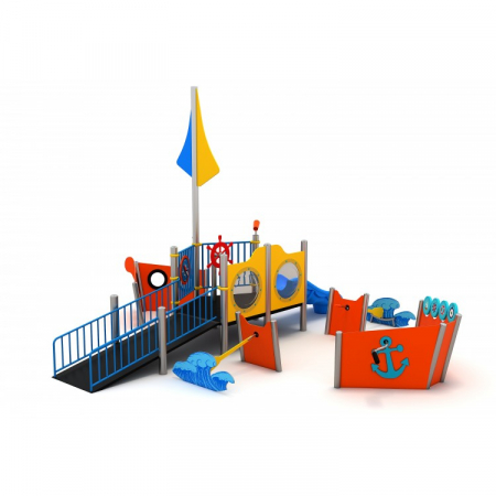 Echipamente joacă DIZABILITĂȚI - 51EG Complex Echipament loc de joaca dizabilitati exterior parc din metal cu Rampă Tobogan Activități
