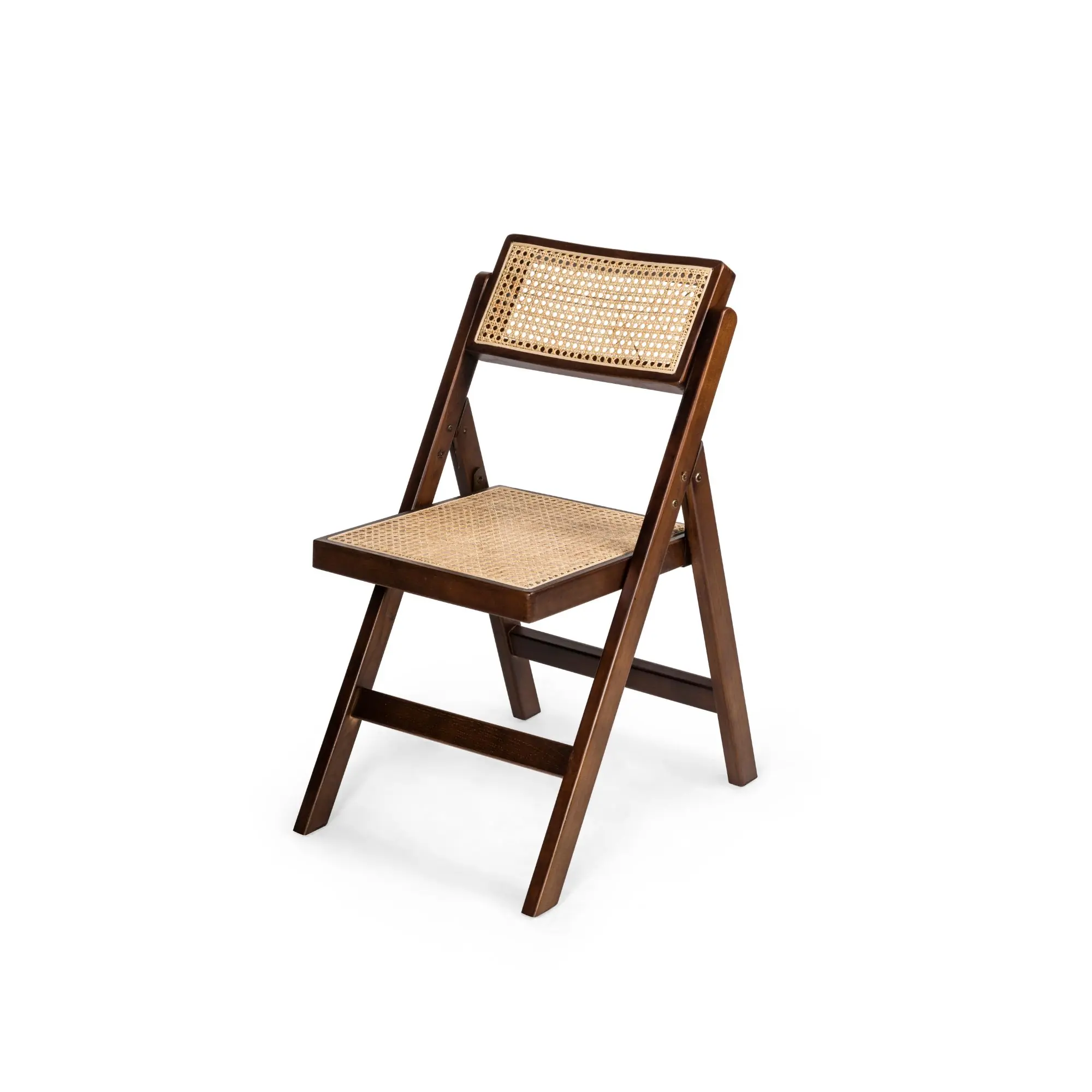 Scaune pliante / pliabile - Scaun pliabil din lemn si rattan in stil retro mid-century - NORDIKA