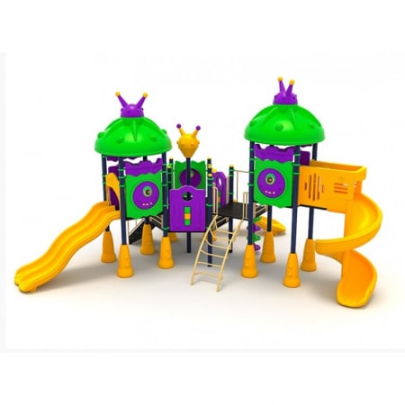 Echipamente joacă METAL - 75M Cosmos Ansamblu Echipamente loc de joaca exterior parc din metal cu Scara 3 Tobogane Cățărătoare si Activitati