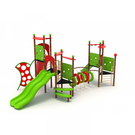 Echipamente joacă METAL - 78M Clasic Echipament loc de joaca exterior parc din metal cu Scara 3 Tobogane și 4 Cățărătoare
