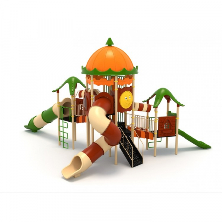 Echipamente joacă METAL - 86M Clasic Echipament loc de joaca exterior parc din metal cu Scară 3 Tobogane si 2 Cățărătoare