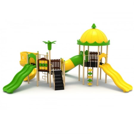 Echipamente joacă METAL - 88M Clasic Echipament loc de joaca exterior parc din metal cu Scară 3 Tobogane 3 Cățărătoare și Activități