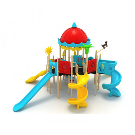 Echipamente joacă METAL - 89M Clasic Ansamblu loc de joaca exterior parc din metal cu Scară 5 Tobogane și 2 Cățărătoare