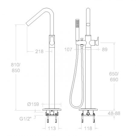 Baterie cada podea monocomanda cu kit dus RS-Q 938502MO [1]