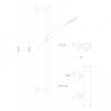 Baterie dus termostatic cu coloana DRAKO 339403T3 [1]