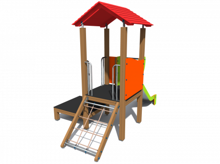 BRL102 Clasic Echipament loc de joaca exterior parc din lemn cu Scara Cataratoare si Tobogan [2]