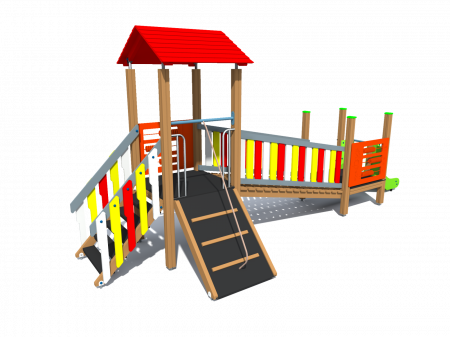 BRL2001 Clasic Echipament loc de joaca exterior parc din lemn cu Scara Cataratoare Pod si Tobogan [1]