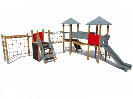 BRL32 Clasic Echipament loc de joaca exterior parc din lemn cu Scara 3 Cataratoare si Tobogan [2]